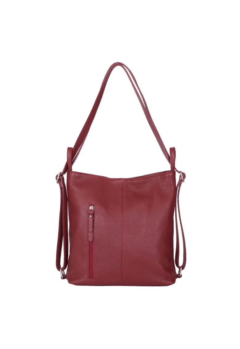 Geanta rucsac 2-in-1 din piele naturala Alesandra, Visiniu