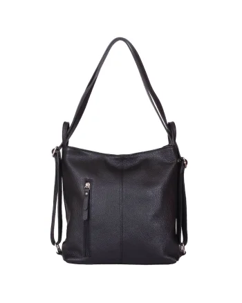 Geanta rucsac 2-in-1 din piele naturala Alesandra, Negru