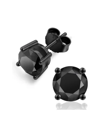 Cercei Moissanite Full Black 0.6ct, 5.5mm, Argint 925