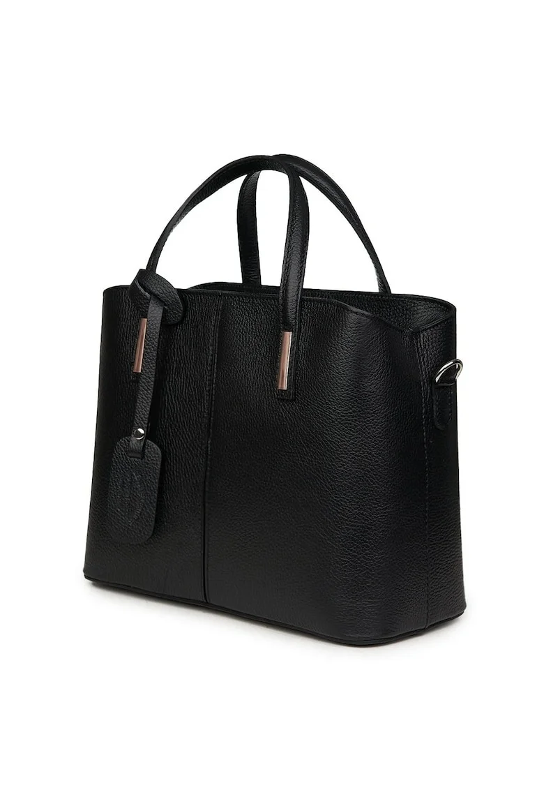 Geantă damă  Gianna piele naturală neagră, 26x33x14cm, cu două compartimente
