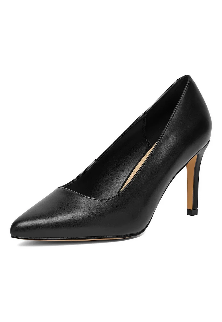 Pantofi stiletto negri din piele pentru femei, Negru