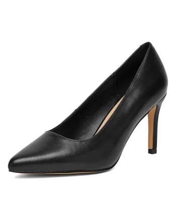 Pantofi stiletto negri din piele pentru femei, Negru