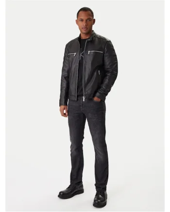 Blugi barbati,  slim fit, negru/gri, bumbac - 65854, Negru/Gri