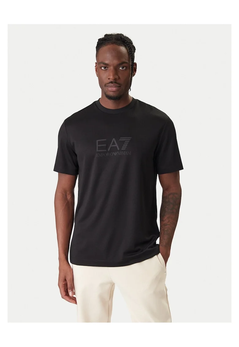 Tricou Barbati,  Emporio Armani, 70% modal, 30% poliester, Negru, Negru