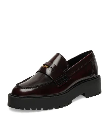 Mocasini dama,  bordo, piele naturala