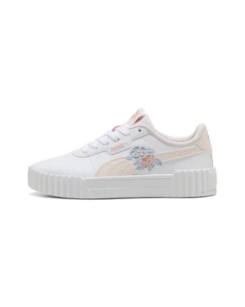 Pantofi sport Carina 3.0 cu broderie florala, Alb/Piersica