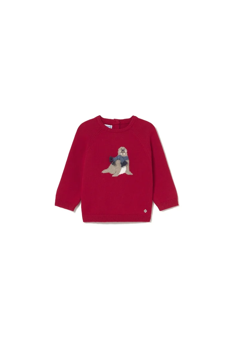 Pulover copii,  rosu, 60% bumbac, 30% poliamida, 10% lana