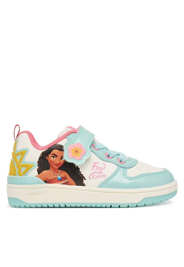 Pantofi copii,  sneakers, alb, piele ecologica, textil, sistem inchidere Velcro