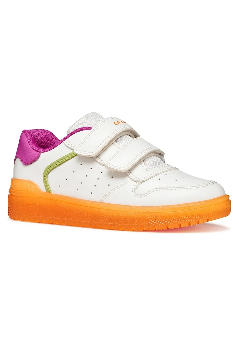 Adidasi copii,  piele ecologica, alb, inchidere velcro