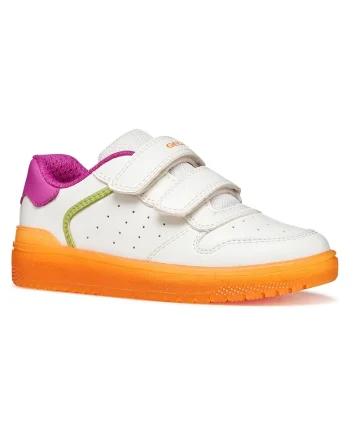 Adidasi copii,  piele ecologica, alb, inchidere velcro