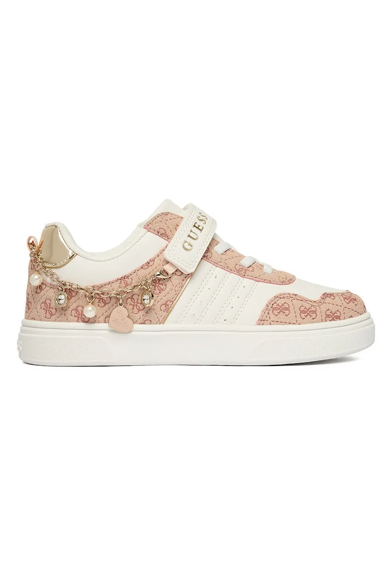 Pantofi sport copii,  sintetic, alb, cu velcro, pentru fete