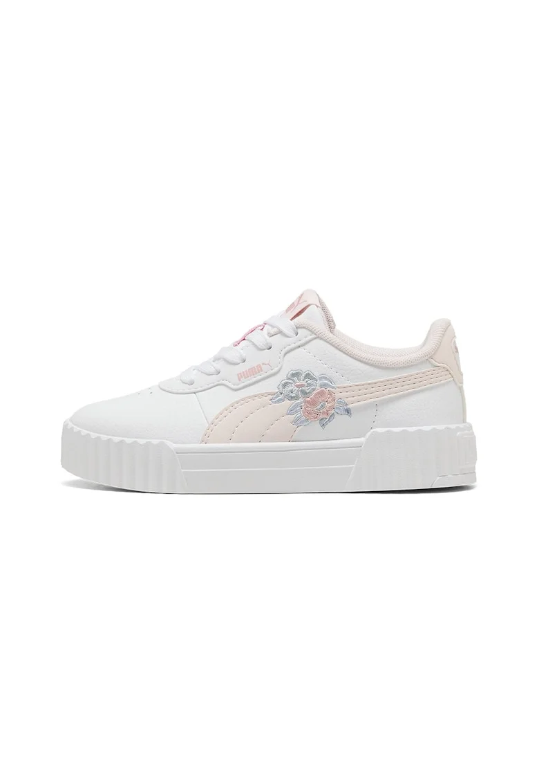 Pantofi sport Carina 3.0 cu broderie florala, Alb/Piersica/Verde pal/Albastru pal