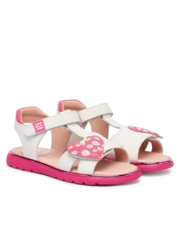Sandale Fete,  piele naturala, roz/alb,
