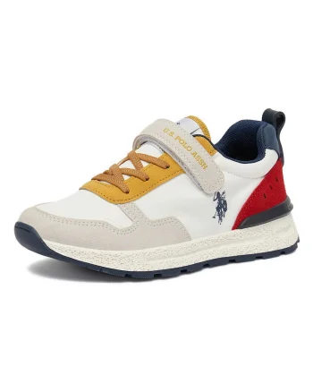 Adidasi U.S. Polo Assn, textil, sistem inchidere Velcro, Alb