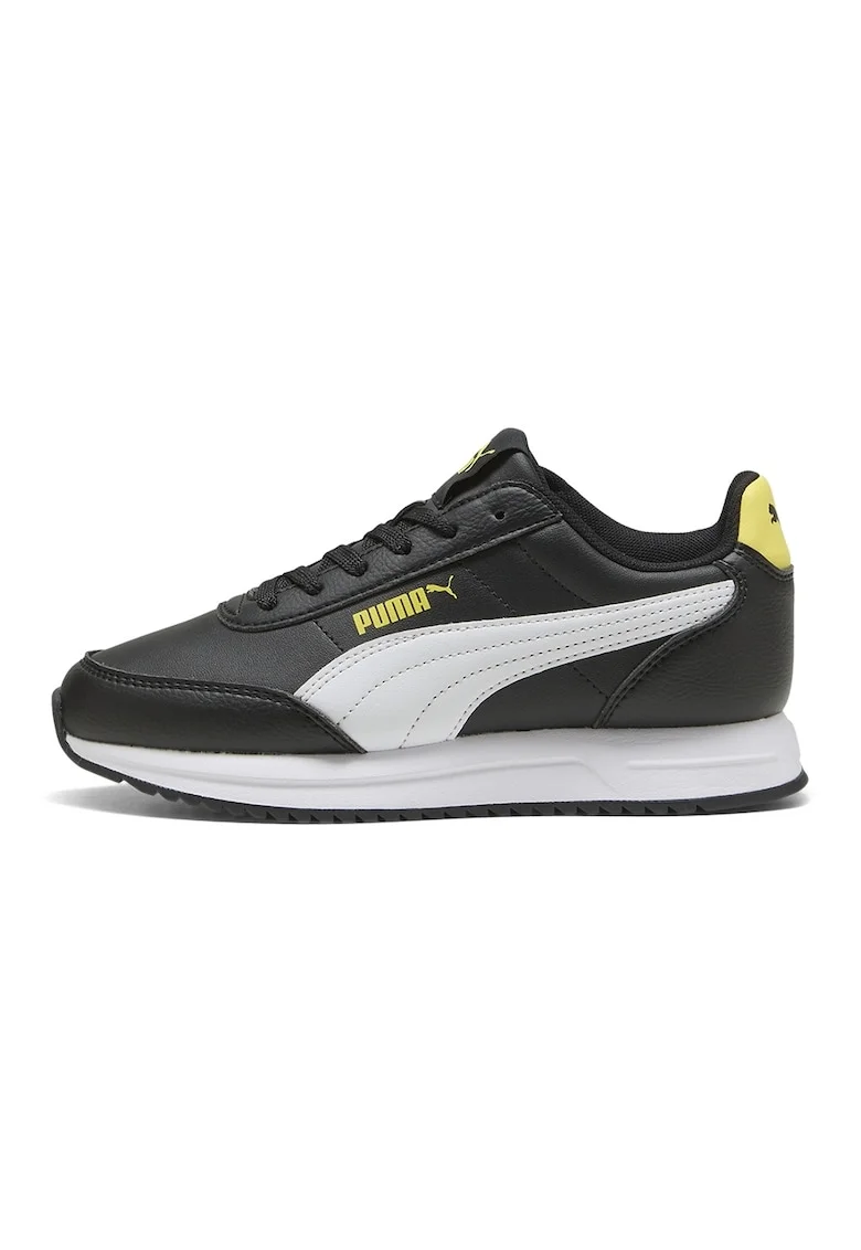 Pantofi sport Lightwind de piele ecologica, Alb/Negru/Galben