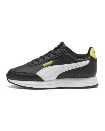 Pantofi sport Lightwind de piele ecologica, Alb/Negru/Galben