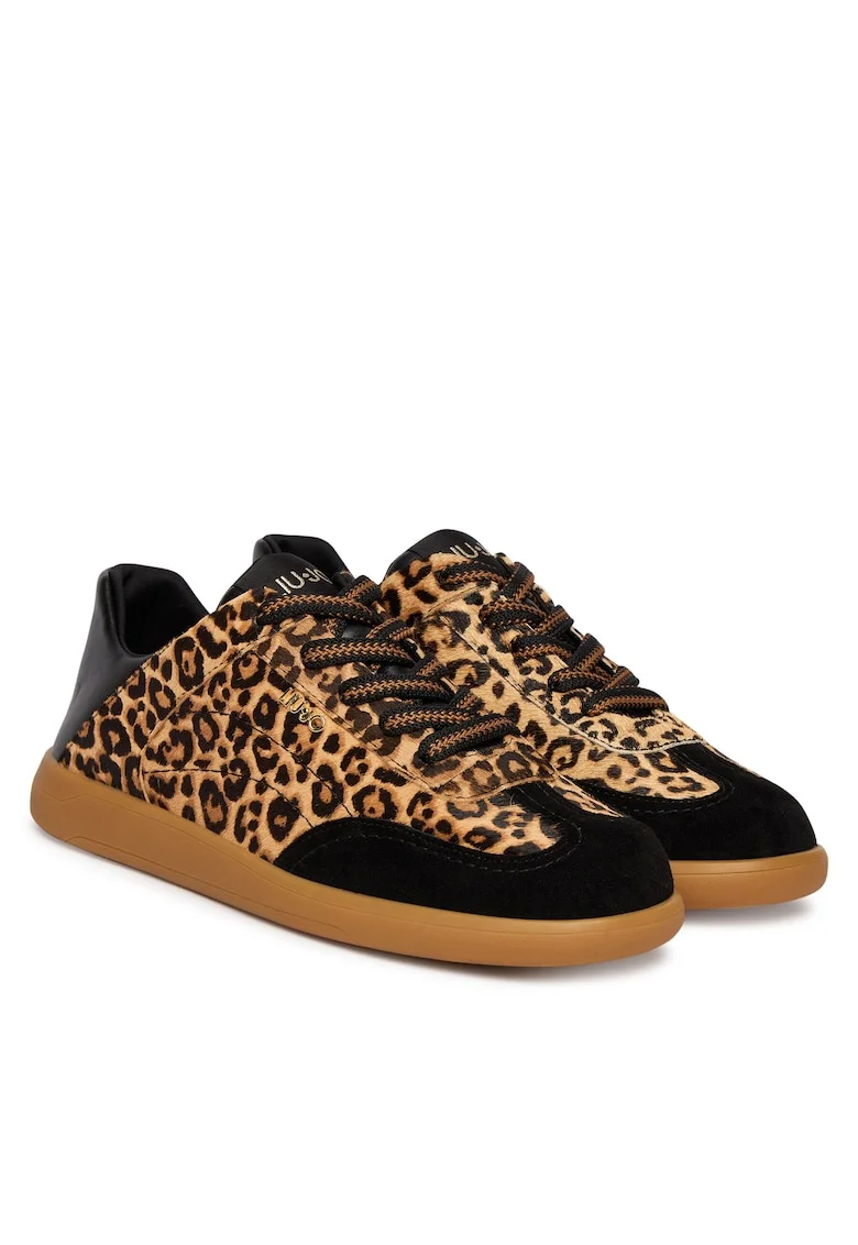 Tenisi dama,  piele naturala, maro, material sintetic, animal print