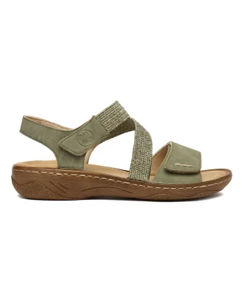 Sandale dama,  piele ecologica, verde, inchidere velcro