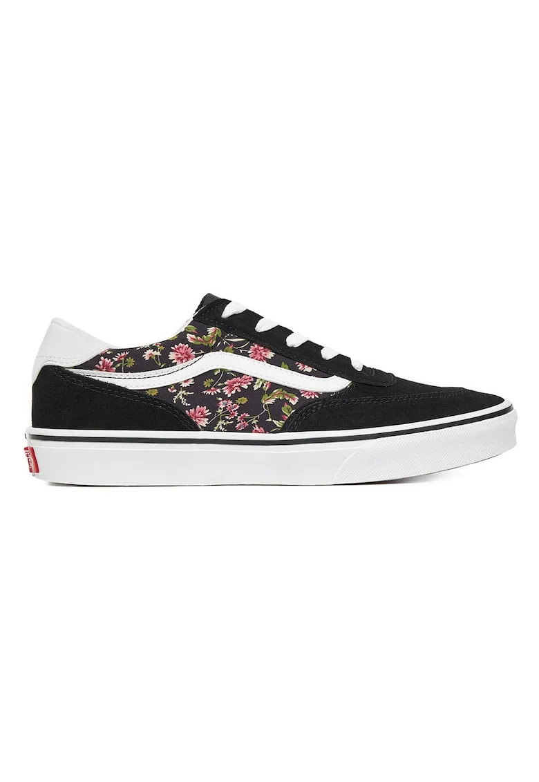Tenisi dama,  piele naturala, model floral, negru