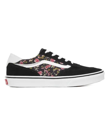 Tenisi dama,  piele naturala, model floral, negru