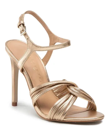 Sandale dama,  stiletto, auriu, piele naturala