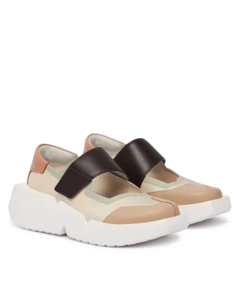 Tenisi dama,  piele naturala, velcro, maro
