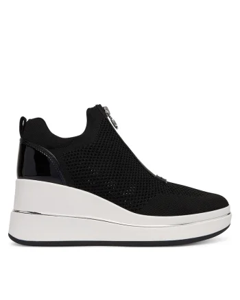 Tenisi dama,  negru, textil, cu fermoar