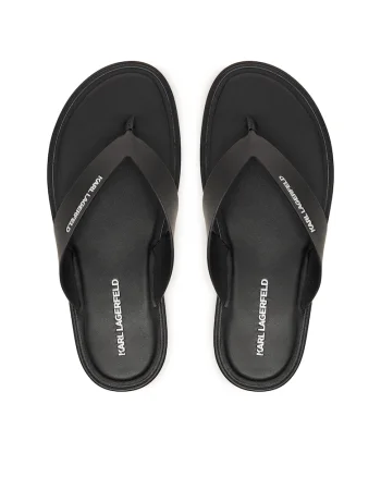 Slapi barbati,  piele naturala, negru