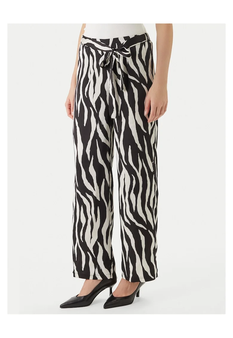Pantaloni dama,  poliester, alb/negru - 659875, Alb/Negru