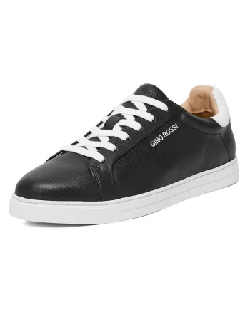 Tenisi barbati,  piele naturala, negru, casual