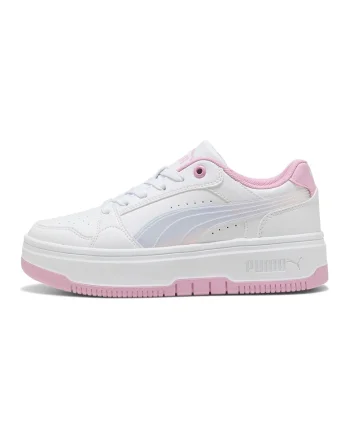 Pantofi sport Rebound 2.0 flatform de piele, Alb/Roz pastel