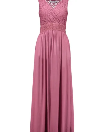 Rochie plisata, fara maneci, Roz prafuit