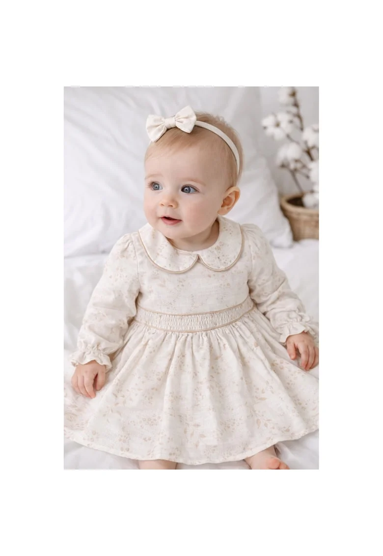 Rochie fetite eleganta bej floral rochie copii ocazie botez aniversare