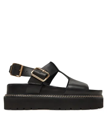 Sandale dama,  piele naturala, negru,