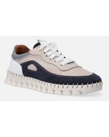 Pantofi sport din piele si piele intoarsa sireturi