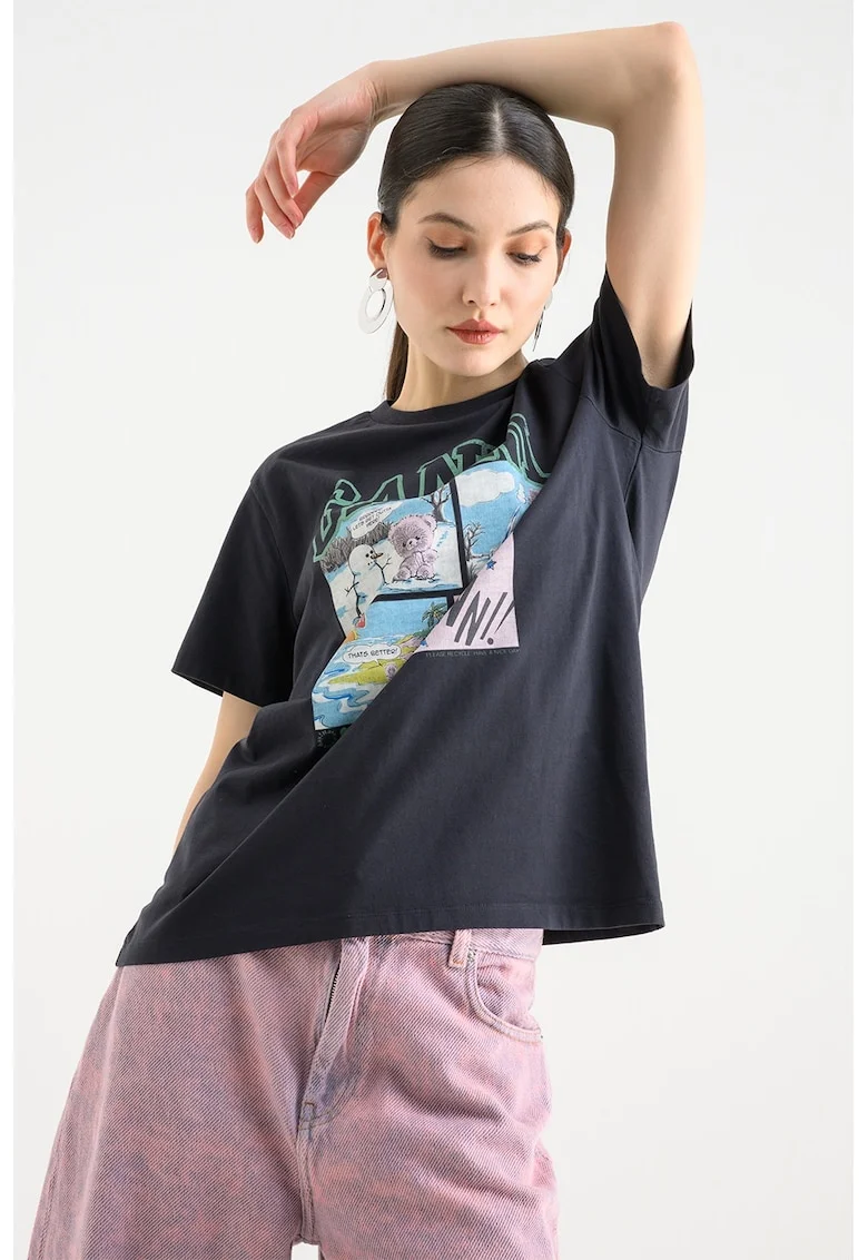 Tricou cu imprimeu grafic, Albastru ultramarin