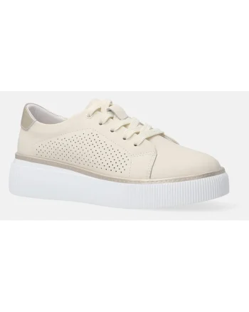 Pantofi sport din piele cu talpa wedge cu aspect ridat