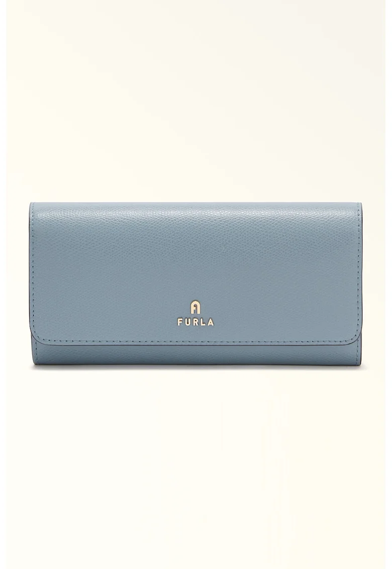 Portofel din piele cu inchidere cu clapa Camelia Continental, Albastru prafuit