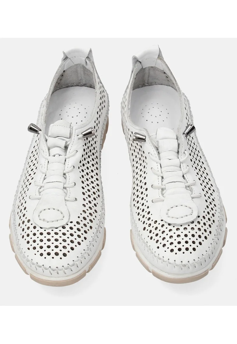 Pantofi sport cu profil jos din piele naturala, cu perforatii