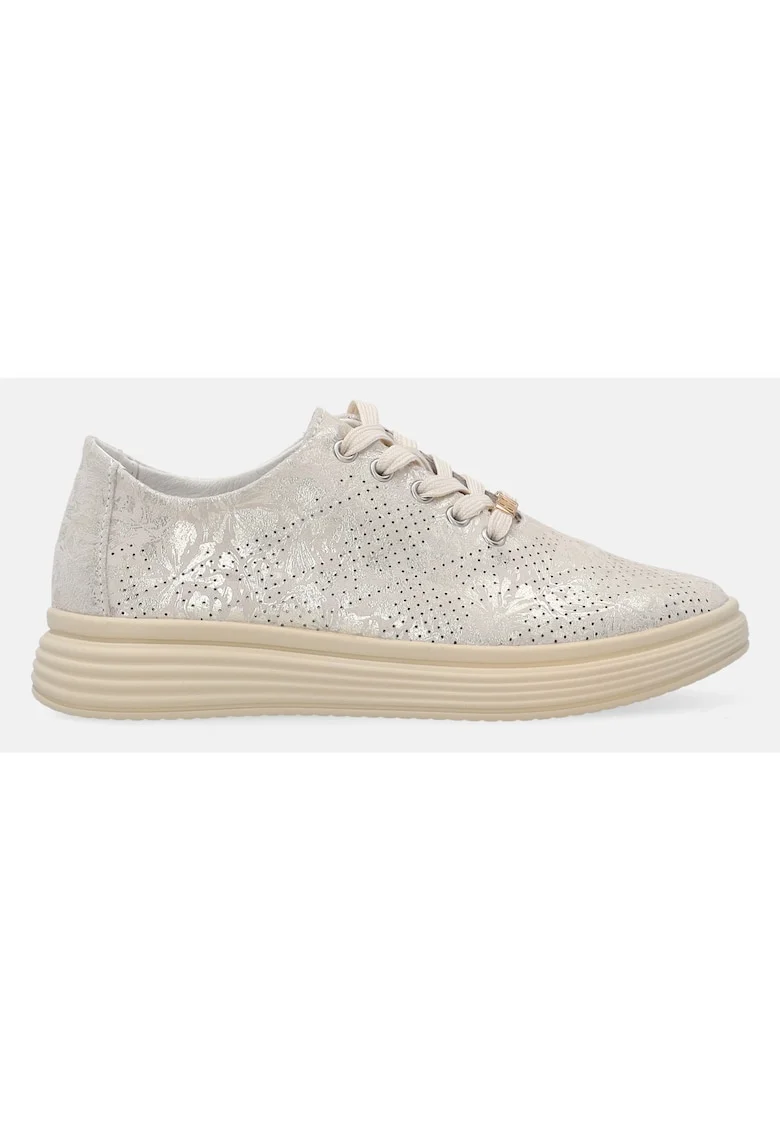 Pantofi sport din piele intoarsa cu model ajurat si imprimeu floral