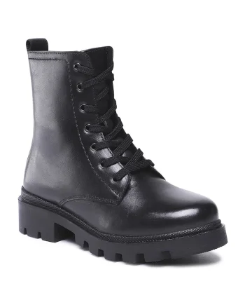 Cizme Fete,  piele naturala, fermoar, negru, Negru