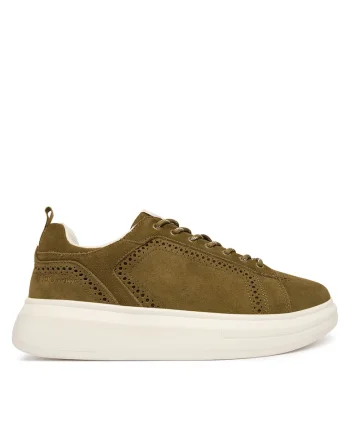 Tenisi barbati,  piele naturala, kaki,