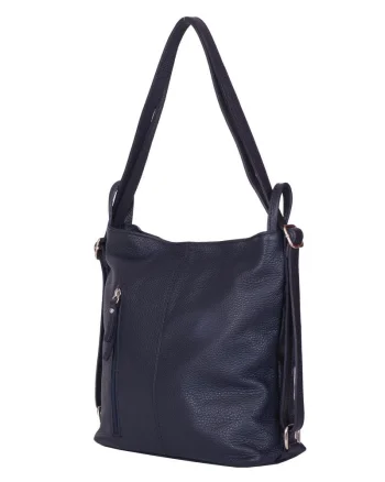 Geanta rucsac 2-in-1 din piele naturala Alesandra bleumarin