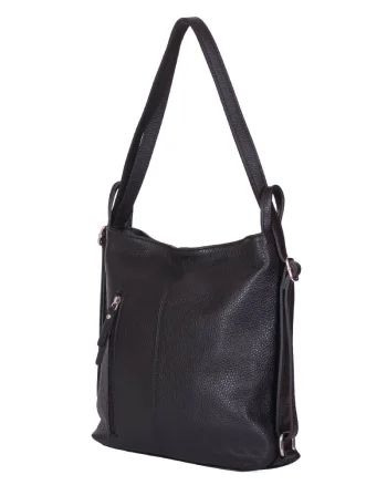 Geanta rucsac 2-in-1 din piele naturala Alesandra neagra