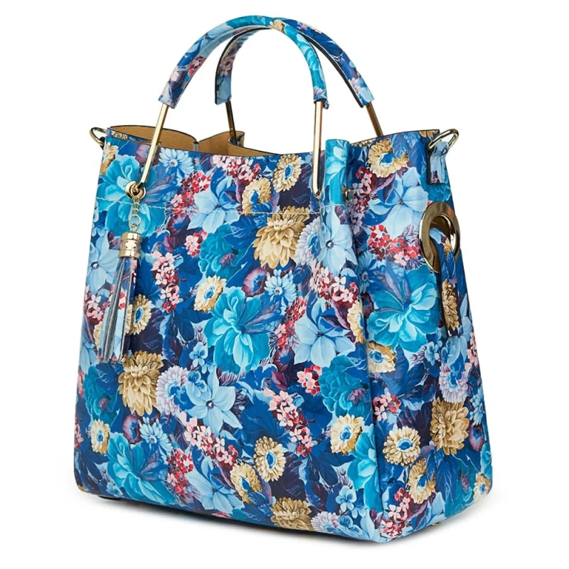 Geanta dama din piele naturala Fabiana cu model floral FF2