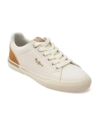 Pantofi sport PEPE JEANS albi, LS30009, din piele ecologica