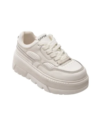 Pantofi sport GRYXX albi, F69, din piele naturala