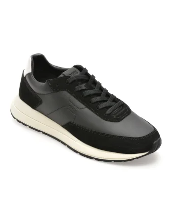Pantofi sport BOSS negri, 7837, din piele naturala