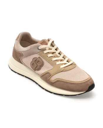 Pantofi sport BOSS bej, 4612, din material textil si piele naturala