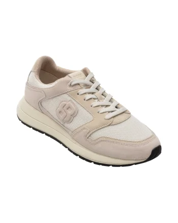 Pantofi sport BOSS albi, 4612, din material textil si piele naturala